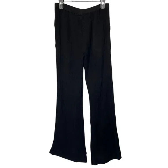 Women's Gauze Boho Wide leg flare Black Pants Sz XS - Picture 3 of 15
